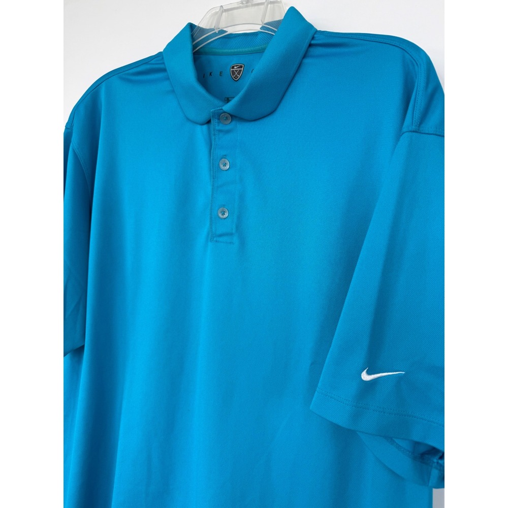 Nike Golf Mens Size XL Blue Dri-Fit Short Sleeve Polo Shirt Preppy Performance